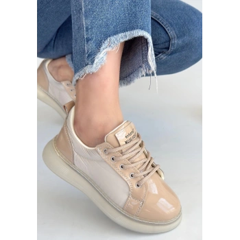 Piona Bej Rugan Bağcıklı Spor Ayakkabı