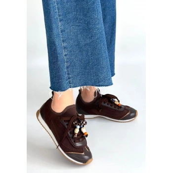 Riaf Kahverengi Cilt Bağcıklı Spor Ayakkabı