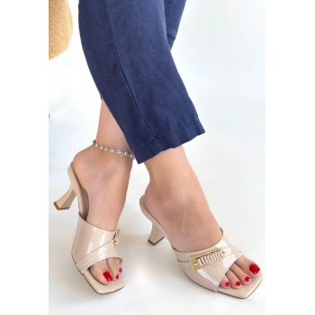 Sief Bej Rugan Topuklu Terlik