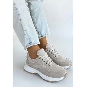 Slar Bej Cilt Bağcıklı Spor Ayakkabı