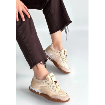 Tues Bej Nubuk Bağcıklı Spor Ayakkabı