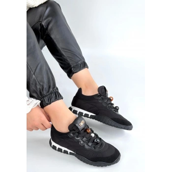 Tues Siyah Nubuk Bağcıklı Spor Ayakkabı