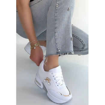 Wody Beyaz Cilt Simli Bağcıklı Spor Ayakkabı