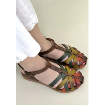Woji Taba Deri Kemerli Sandalet