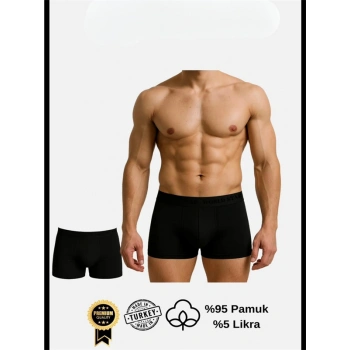 Pamuklu Düz Siyah Renk Erkek Boxer