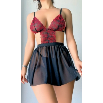 Tül Mini Fantezi Babydoll Takım
