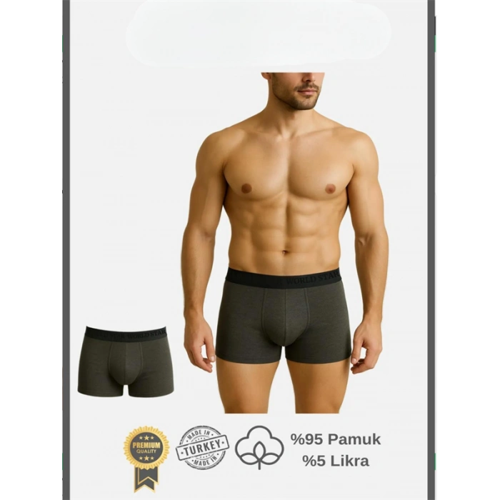 Pamuklu Düz Antrasit Renk Erkek Boxer
