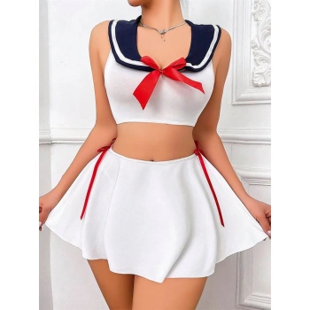 Beyaz Etekli Fantezi Denizci Kız Kostümü