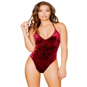 Boyundan Askılı Kadife Fantezi Body