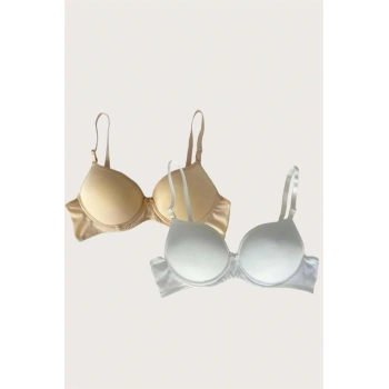 Ten-Beyaz 2li Mikro Kumaş Push Up Dolgulu Balenli Günlük Destekli Sütyen