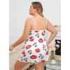 Büyük Beden Kiss Me Öpücük Desen Pamuklu Şortlu Pijama Takımı