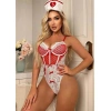 Kırmızı Fantezi Body Hemşire Kostümü