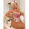 Kırmızı Fantezi Body Hemşire Kostümü