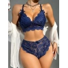 Lacivert Dantelli Fantezi Bralet Sütyen Takımı