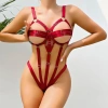 Fantezi Lastik Body Harness Bordo