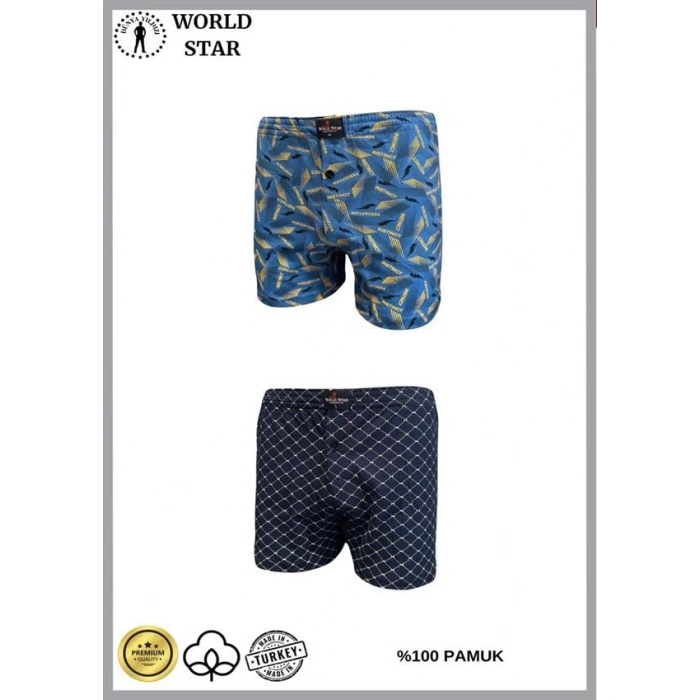 2li Likralı Pamuklu Renkli Erkek Boxer