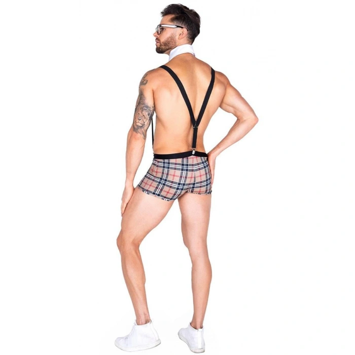 Ekose Desenli Boxerlı Fantezi Erkek Kostüm