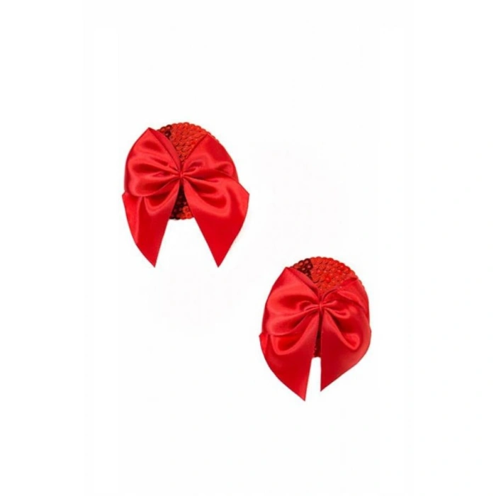 Kırmızı Fiyonklu Fantezi Göğüs Ucu Kapatıcı