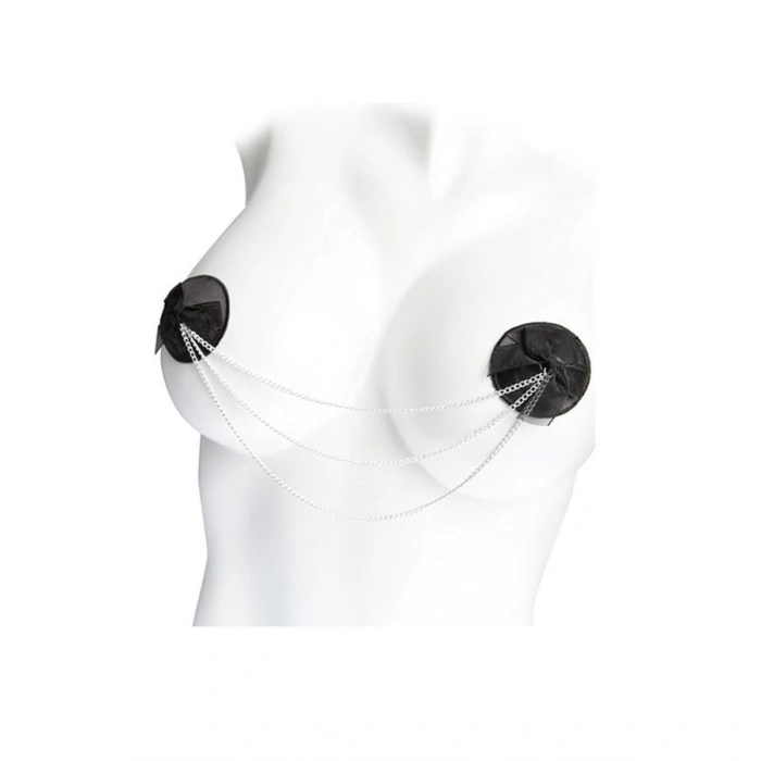 Siyah Zincir Detaylı Fantezi Göğüs Ucu Kapatıcı