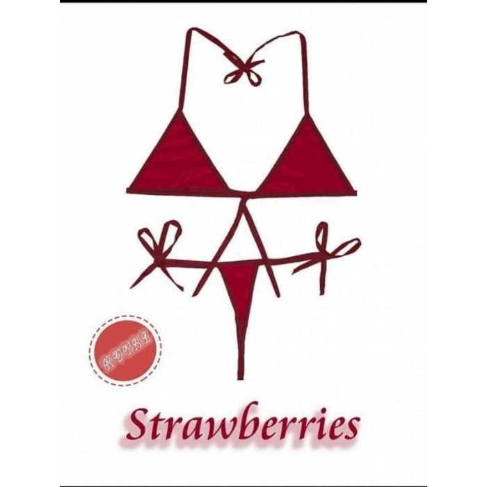 Fantezi Tüketilebilen Yenilebilir Çilek Aromalı İç Çamaşırı Takımı