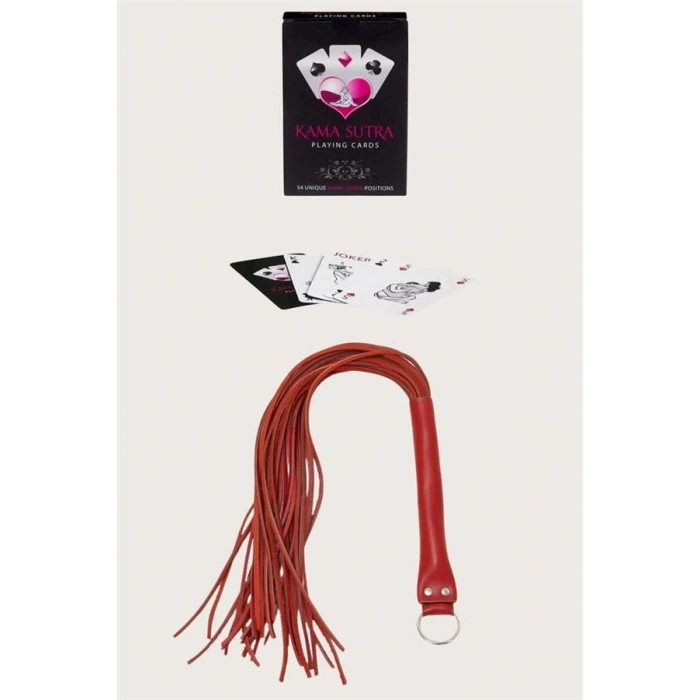 Sexy Görselli Oyun Kartı Kama Sutra Kırmızı Kırbaç Set