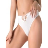 Beyaz V Metal Aksesuarlı Yüksek Bel String Tanga