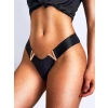 Siyah V Metal Aksesuarlı Fantezi String Tanga