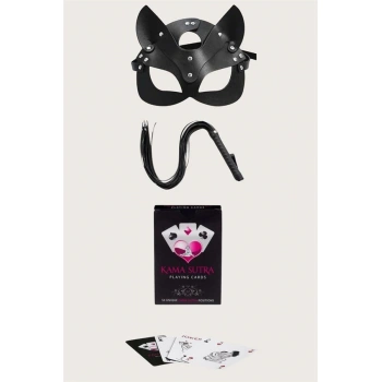 Sexy Görselli Oyun Kartı Kama Sutra Kırbaç Maske Set