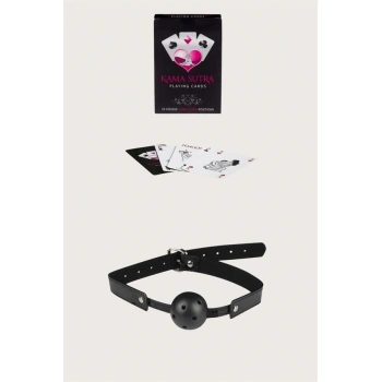 Sexy Görselli Oyun Kartı Kama Sutra Siyah Ağız Topu Set