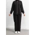 LETAFET RİVET DETAYLI FERMUARLI PANTOLONLU TAKIM - SİYAH - (Asorti: M-XXL)