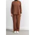 LETAFET RİVET DETAYLI FERMUARLI PANTOLONLU TAKIM - TABA - (Asorti: M-XXL)