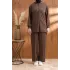 NAKIŞ VE İNCİ DETAYLI PANTOLONLU TAKIM - KAHVE - (Asorti: M-XXL)