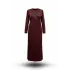 HESNA 8506 BASKILI ELBİSE - BORDO - (Asorti: 4-6)