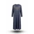 HESNA 8459 BASKILI ELBİSE - LACİVERT - (Asorti: 4-7)