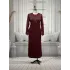 HESNA 8506 BASKILI ELBİSE - BORDO - (Asorti: 4-6)