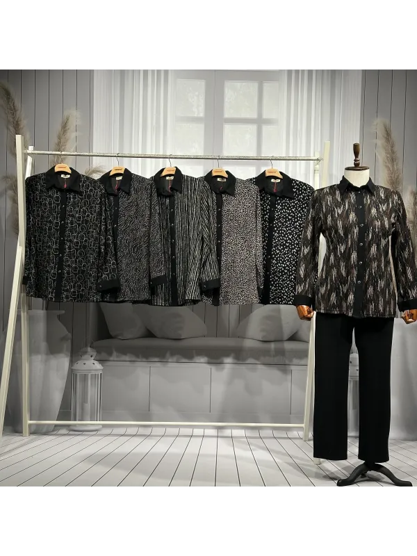 HESNA 3033 GÖMLEK - KARIŞIK DESENLER - 01-KARIŞIK DESEN - (Asorti: 5-7)