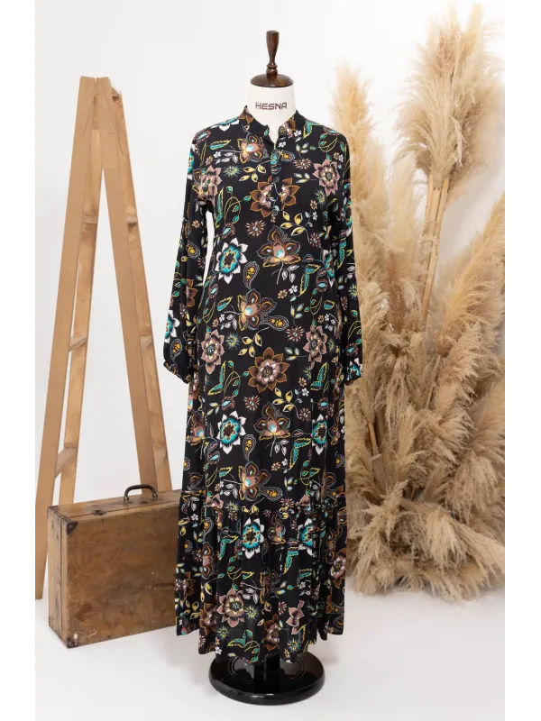 HESNA 8203 VİSKON ELBİSE - KARIŞIK DESENLER - 01-KARIŞIK DESEN - (Asorti: 3-6)