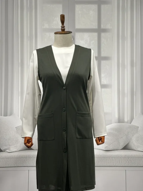 BUĞRA UZUN YELEK - HAKİ - (Asorti: 4-6)