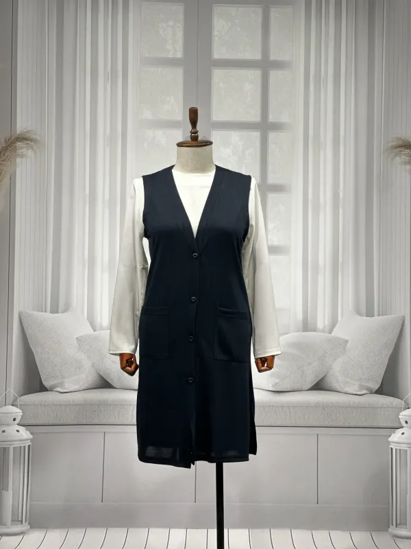 BUĞRA UZUN YELEK - LACİVERT - (Asorti: 4-6)