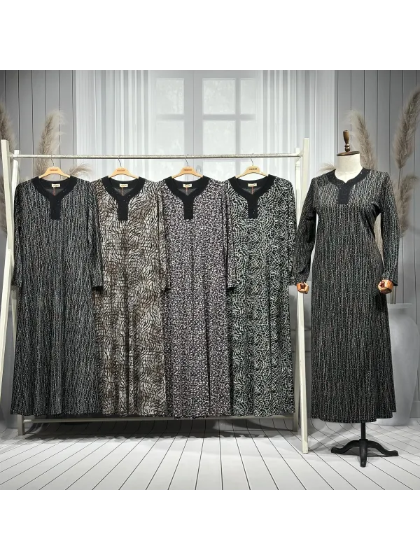 DEMET ELBİSE - PETROL - R10594 - (Asorti: 4-7)