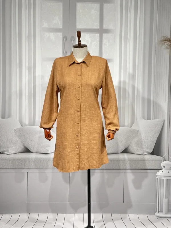 HESNA 5345 TUNİK - TÜTÜN - (Asorti: 48-56)