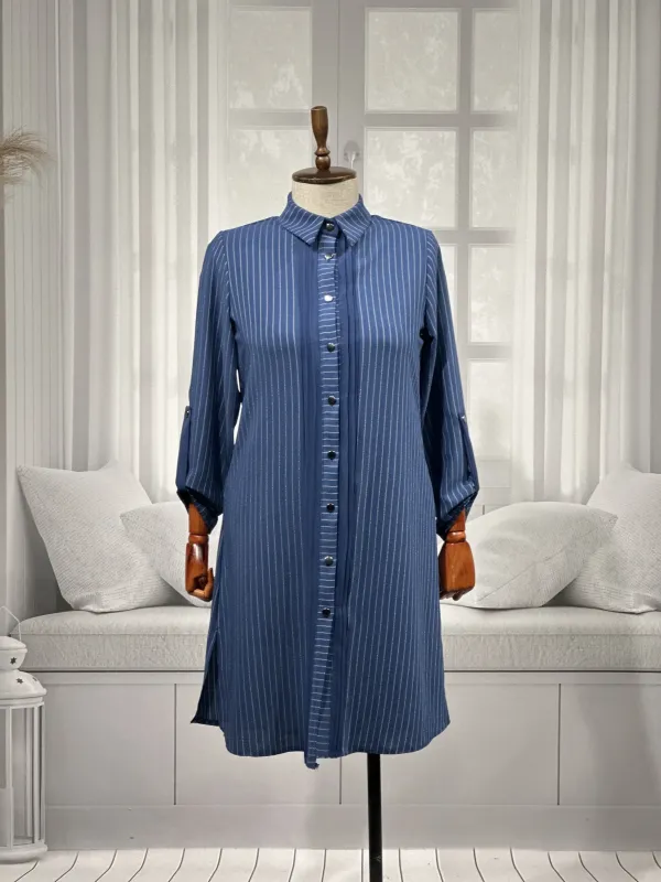 HESNA 5350 TUNİK - İNDİGO - (Asorti: 46-52)