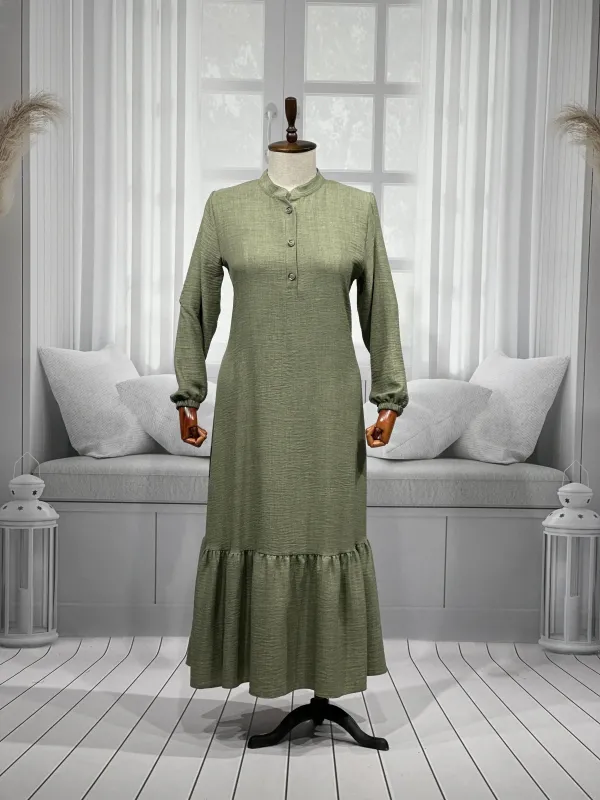 HESNA 8318 ELBİSE - HAKİ - (Asorti: 3-6)