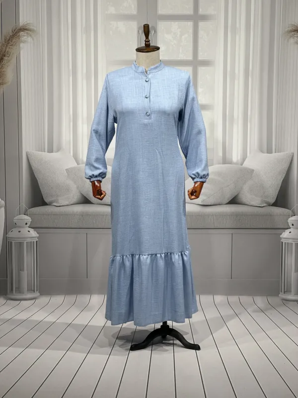 HESNA 8318 ELBİSE - MAVİ - (Asorti: 3-6)