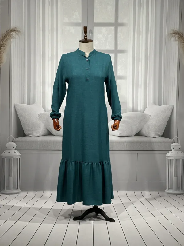 HESNA 8318 ELBİSE - ZÜMRÜT - (Asorti: 3-6)