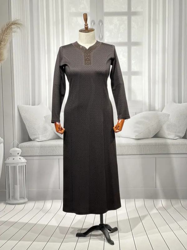 HESNA 8400 ELBİSE - KAHVE - (Asorti: 4-7)