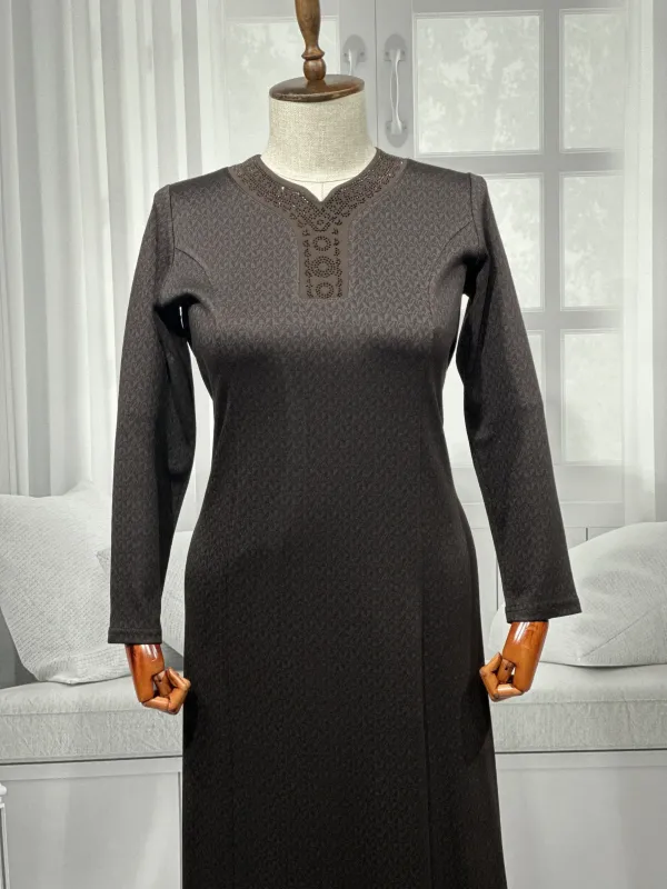 HESNA 8400 ELBİSE - KAHVE - (Asorti: 4-7)