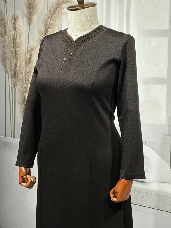 HESNA 8400 ELBİSE - KAHVE - (Asorti: 4-7)