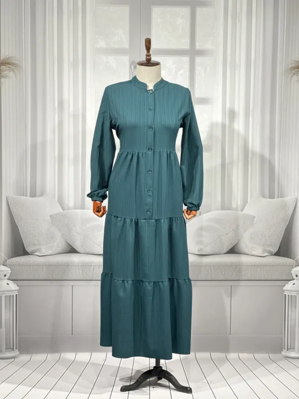 HESNA 8438 ELBİSE - ZÜMRÜT - (Asorti: 3-5)