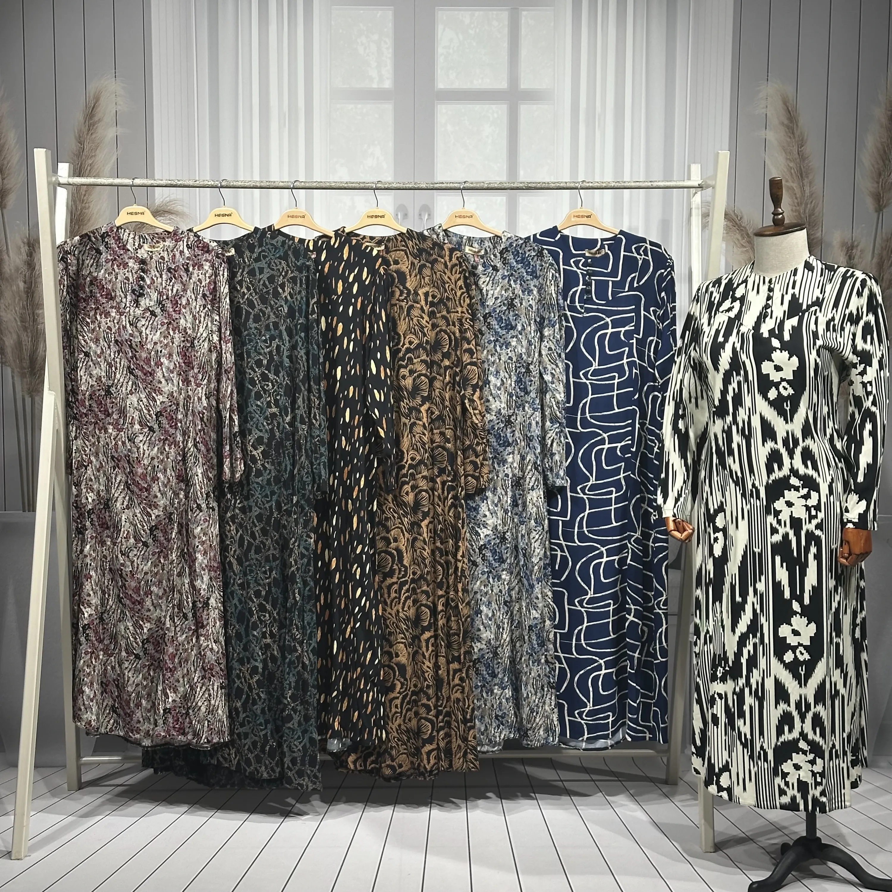 CEMİLE ELBİSE - SİYAH - 01-KARIŞIK DESEN - (Asorti: 4-6)